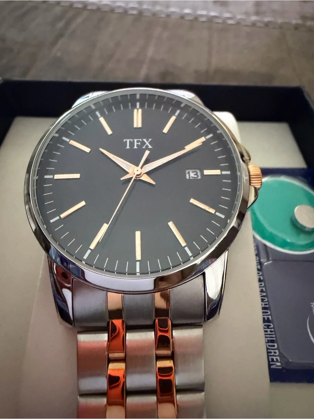Men’s Two-Tone Black Dial Watch